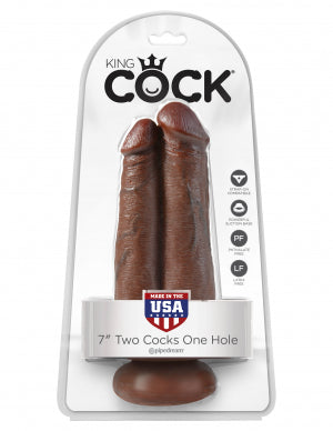 King Cock 7 Two Cocks One Hole Brown 