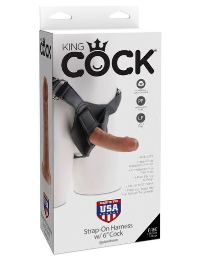 King Cock Strap On Harness With 6 Cock Tan 