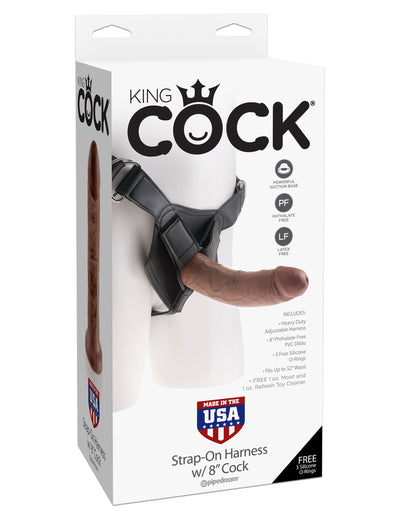 King Cock Strap On Harness With 8 Cock Brown 