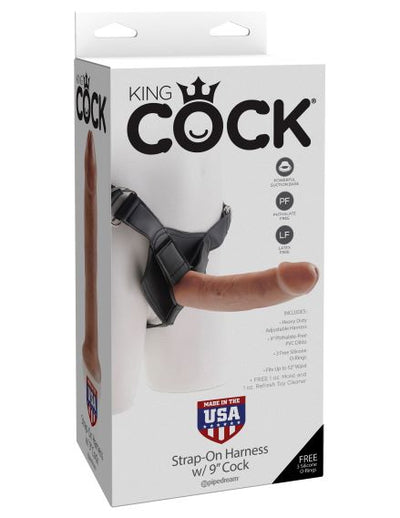King Cock Strap On Harness With 9 Cock Tan 