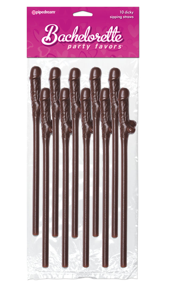 Bachelorette Chocolate Dicky Sipping Straws 10 Pack