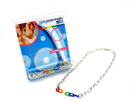 Rainbow & Silver Links Necklace 20 "