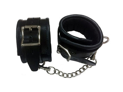 Padded Leather Wrist Cuffs Black