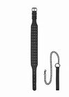 Ouch! Skulls & Bones Neck Chain With Spikes & Leash Black