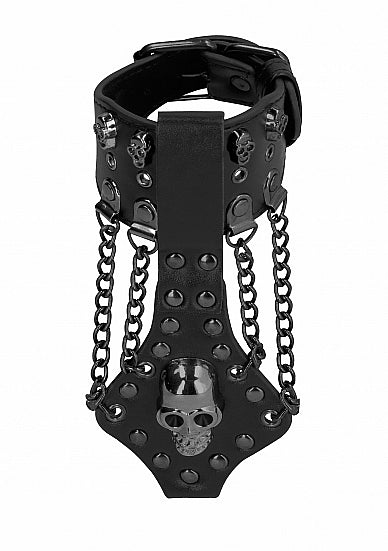 Ouch! Skulls & Bones Bracelet With Skulls & Chains Black