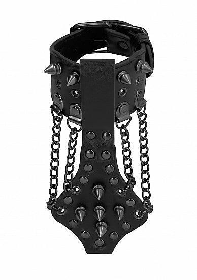 Ouch! Skulls & Bones Bracelet With Spikes & Chains Black