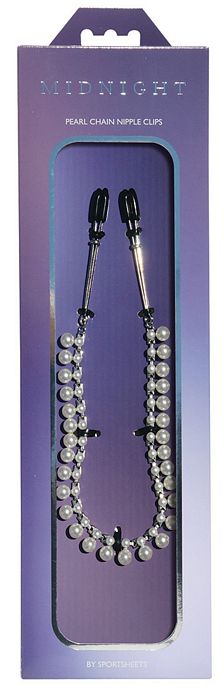 Midnight Pearl Chain Nipple Clips