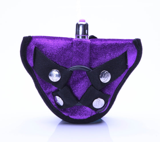 Velvet Vibrating Harness Purple