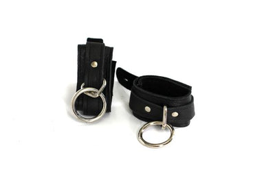 10 Leather Locking Buckle Cuffs Black 