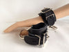 8 Leather Locking Buckle Cuffs Black "