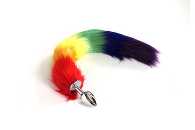 Tailz Metal Plug Medium Faux Fur Rainbow