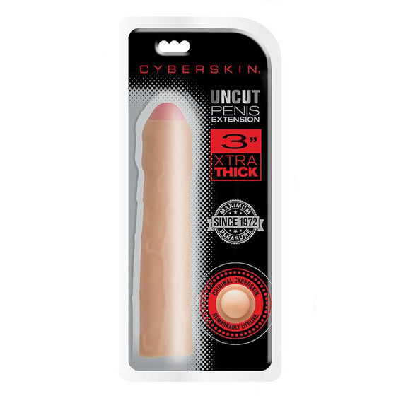 Cyberskin 3 Xtra Thick Uncut Penis Extension Light "