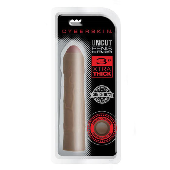 Cyberskin 3 Xtra Thick Uncut Penis Extension Dark "