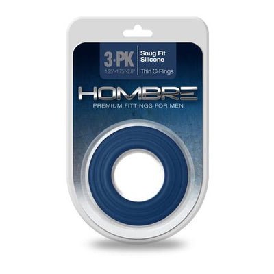 Hombre SnugFit Silicone Thin CRings 3pkNavy