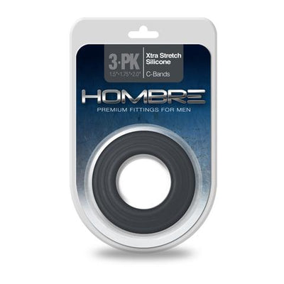 Hombre Xtra Stretch Silicone CBands 3 Pk Charcoal