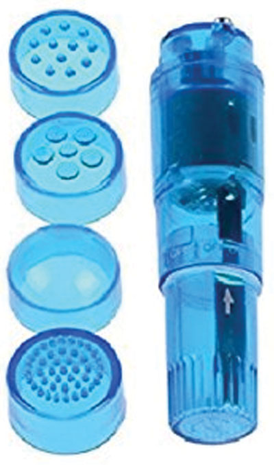Cloud 9 Novelties Mini Massager Pocket Rocket Blue With 4 Attachments