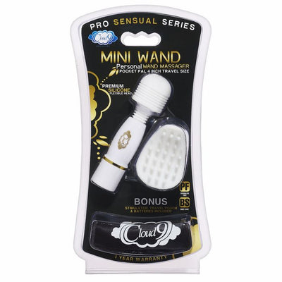 Cloud 9 Pro Sensual Mini Wand WBonus Tip & Travel Pouch White