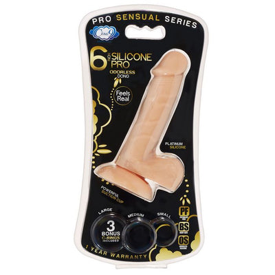 Pro Sensual Premium Silicone Dong With 3 C Rings Flesh 6 