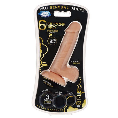 Pro Sensual Premium Silicone Dong With 3 C Rings Tan 6 