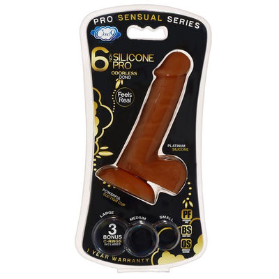Pro Sensual Premium Silicone Dong With 3 C Rings Brown 6 