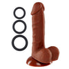 Pro Sensual Premium Silicone Dong With 3 C Rings Brown 6 "