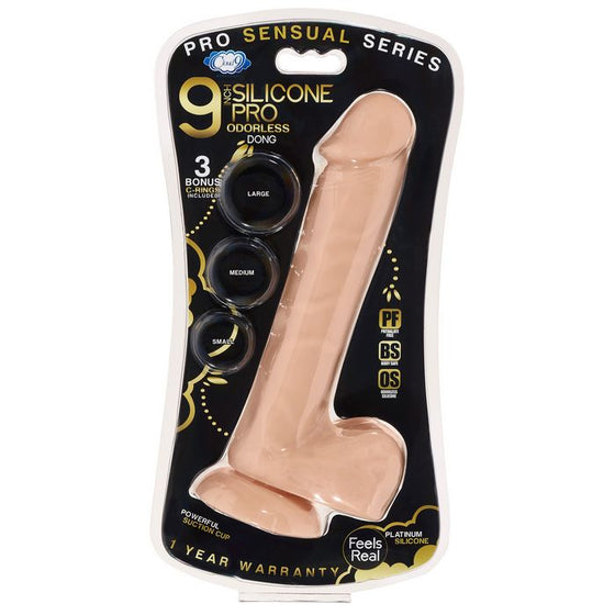 Pro Sensual Premium Silicone Dong With 3 C Rings Flesh 9 "