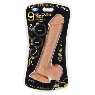 Pro Sensual Premium Silicone Dong With 3 C Rings Tan 9 