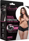 Secrets Lace Boy Short Black Vibrating WRemote Plus Size