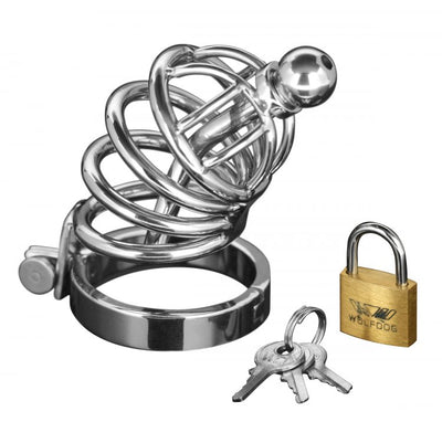 Master Series 4 Ring Chastity Cage WUrethal Plug SmM
