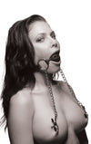 Master Series Ball Gag Silicone With Nipple Clamps