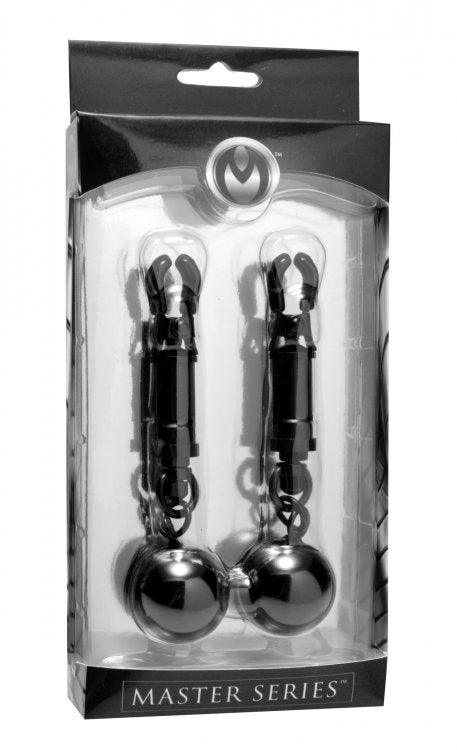 Master Series Black Bomber Nipple Clamps WBall Weight